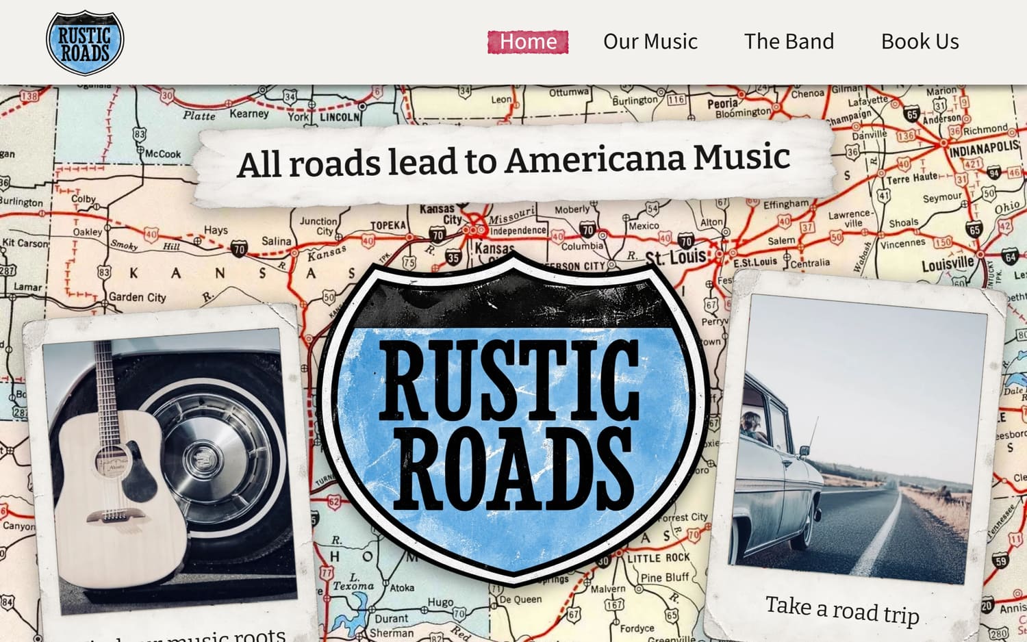 Homepage of Rustic Roads Band, a community & experiences website in Half Moon Bay, CA built by LocalForge